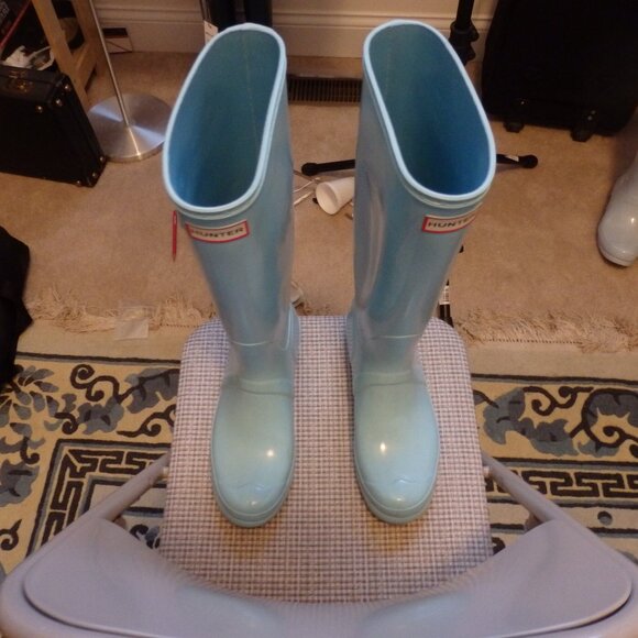 Robin's Egg Blue Original TALL Hunter boots US 10 - Picture 5 of 5